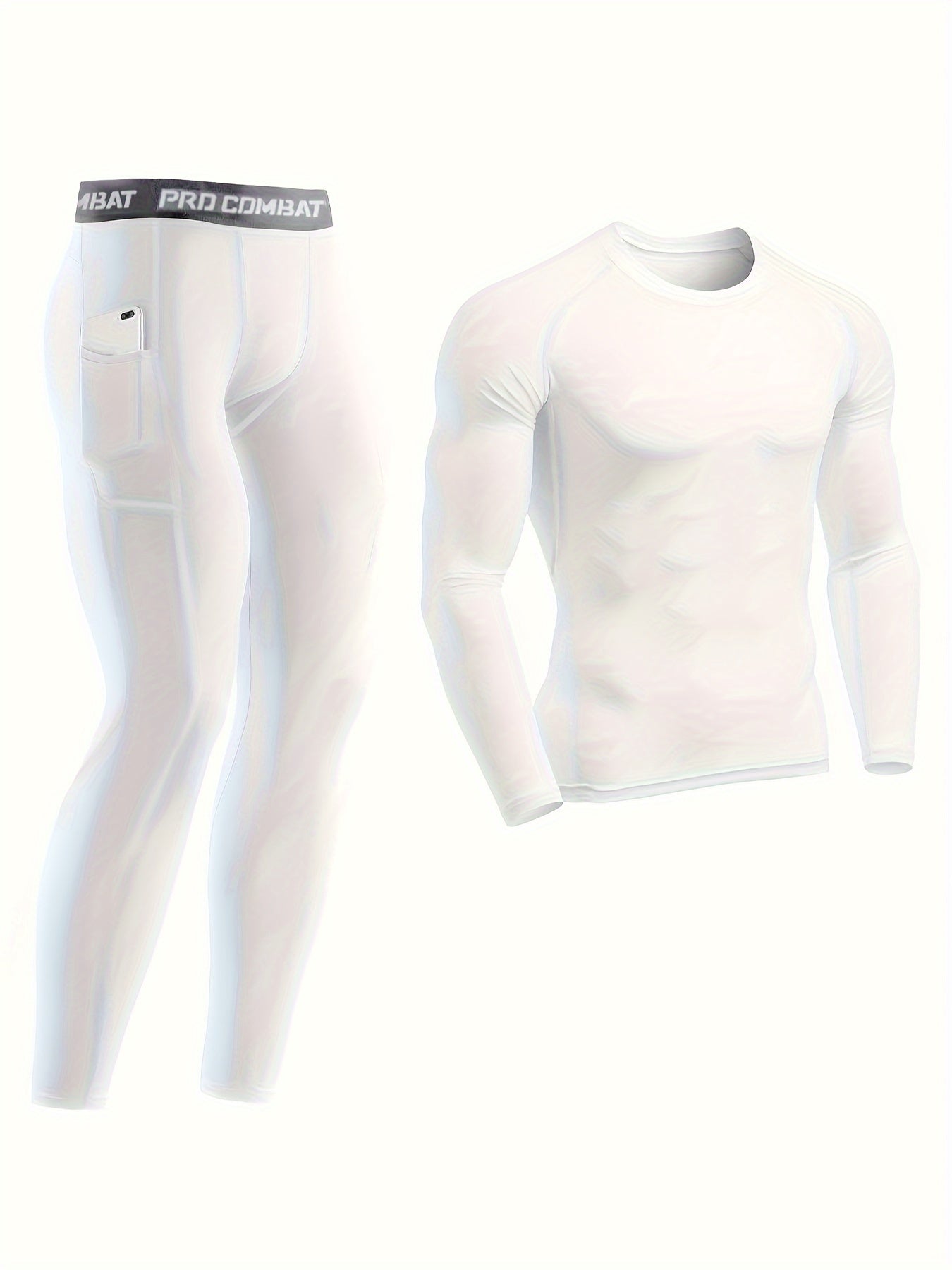 Men's Compression Athletic Tracksuit Long Sleeve Jersey And Pocket Leggings