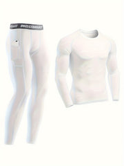 Men's Compression Athletic Tracksuit Long Sleeve Jersey And Pocket Leggings