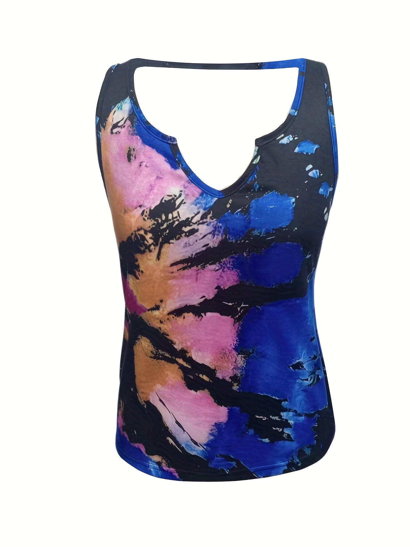 Tie Dye Notched Neck Tank Top for Women