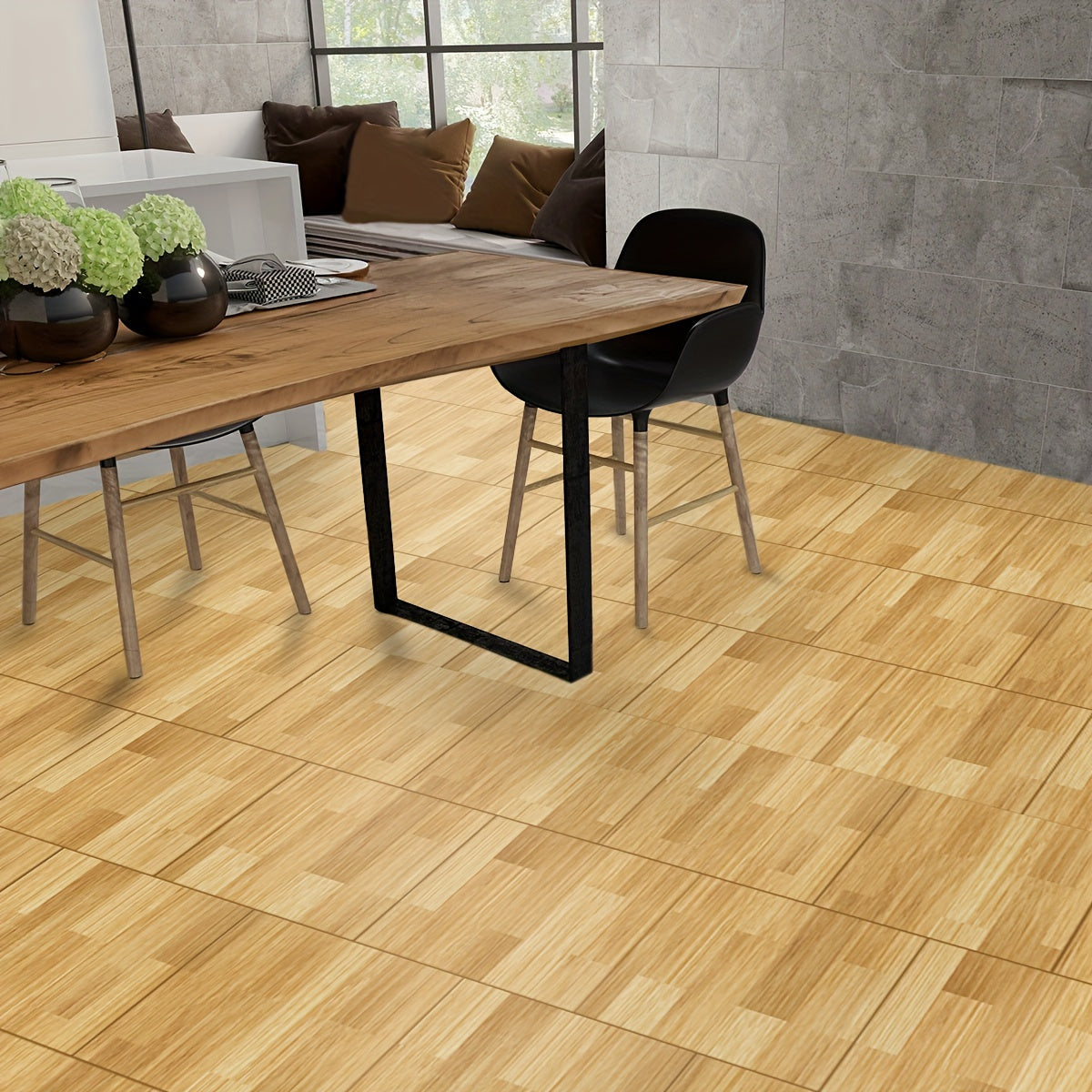 Classic Wood Grain Waterproof Floor Stickers Set of 4