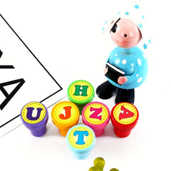 26pcs Alphanumeric Cartoon Stamp Drawing Ink Teaching Aids