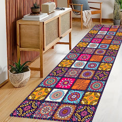 Boho Abstract Runner Mat Non Slip Washable Stair Kitchen Rug