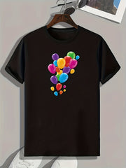 Colorful Balloon Print Men's Graphic T-shirt for Summer