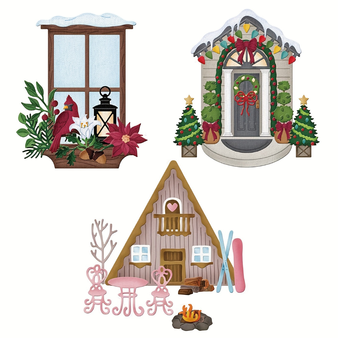 Christmas Flower Window Cabin Metal Cutting Mold DIY Scrapbooking