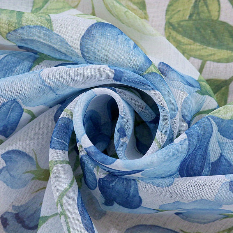 1pc Flower Pattern Window Sheer Curtain for Home Decoration