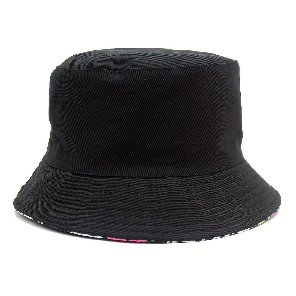Cartoon Graffiti Print Bucket Hat Kitten Dog Pattern Sunshade Hat