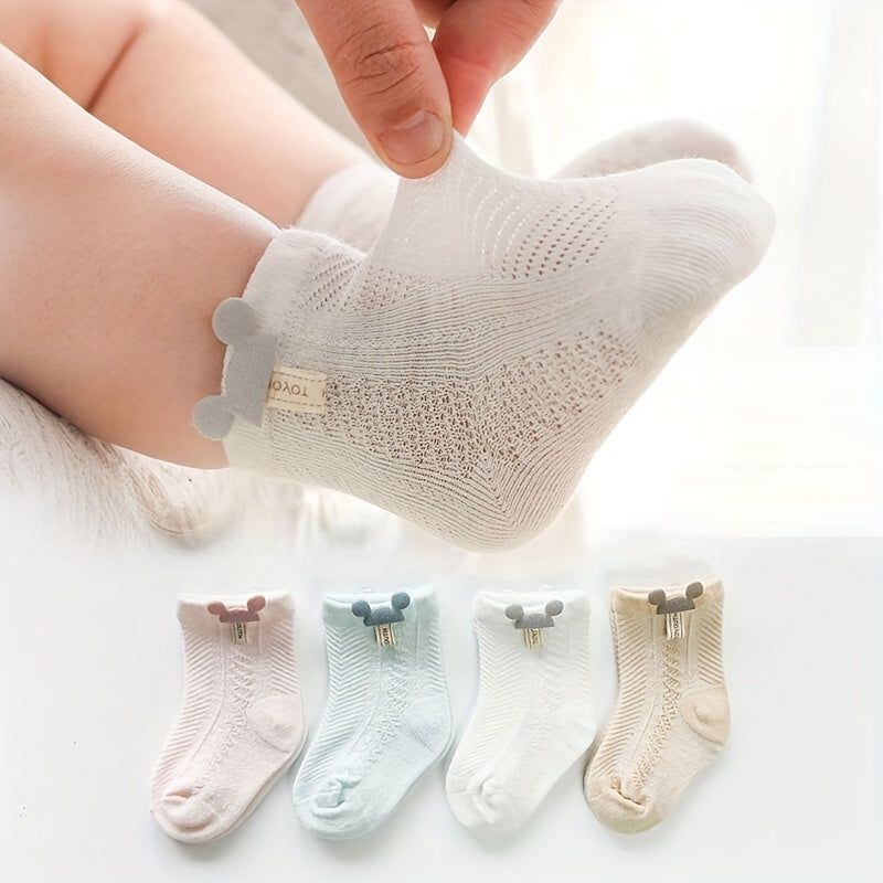4Pairs Newborn Baby Socks Cotton Blend Comfy Boys Girls