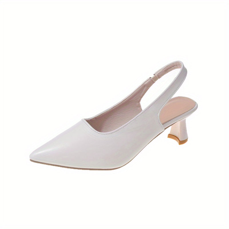 Women's Solid Mules Slip On Point Toe Cone Heel Ankle Strap Slingback Slides Sho