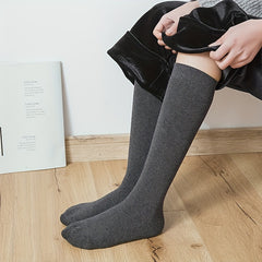 Solid Calf Socks Comfy Knee High Stockings Women's Hosiery