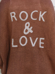 Women's Letter Pattern Open Front Knit Cardigan