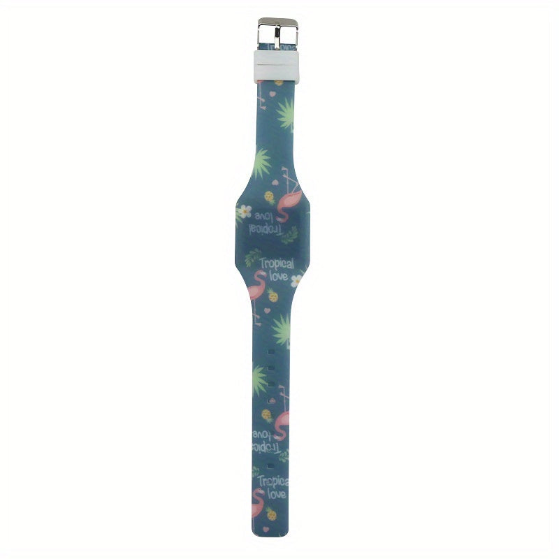 Girls Digital Watch Flamingo Theme Life Waterproof Silicone Strap