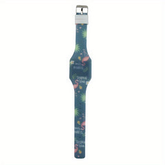 Girls Digital Watch Flamingo Theme Life Waterproof Silicone Strap