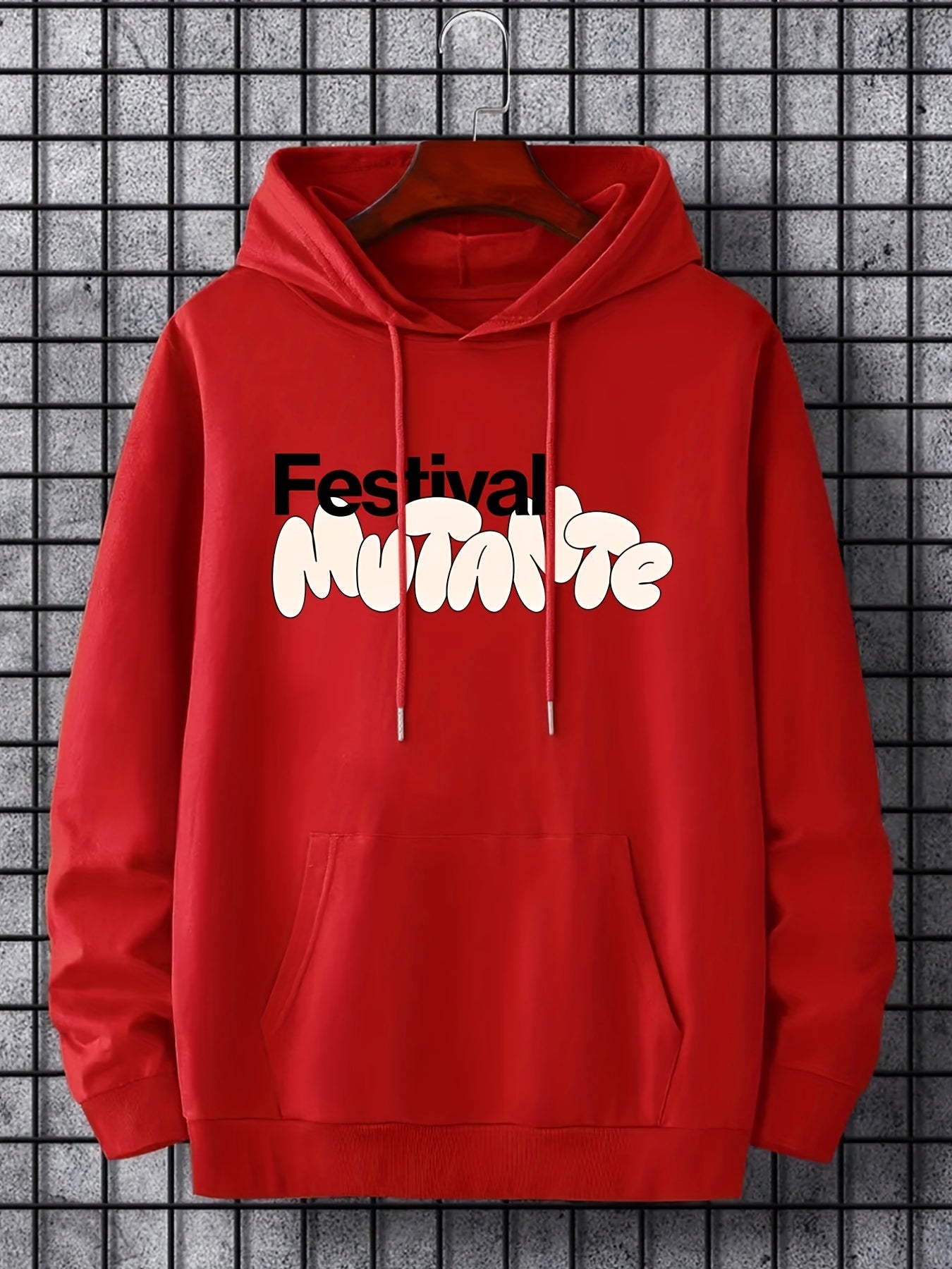 Men's Letter Print Hooded Sweatshirt Long Sleeve Drawstrings