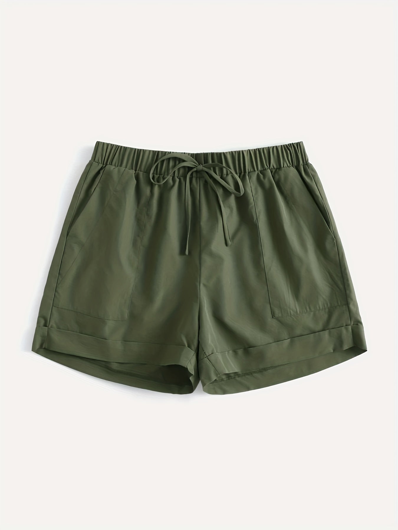Casual Shorts Women's Plus Solid Elastic Drawstring Shorts