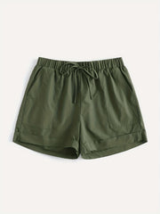 Casual Shorts Women's Plus Solid Elastic Drawstring Shorts