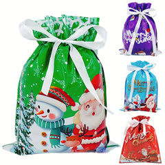 4pcs Cartoon Christmas Gift Bag Santa Claus Snowman Christmas Tree Elk Multicolo