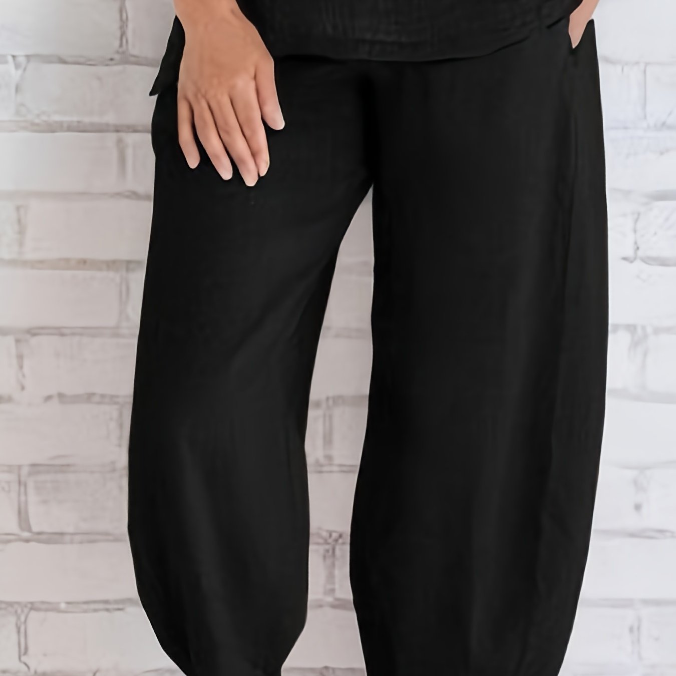 Minimalist Wide Leg Pant Solid Color Casual Elastic Waist