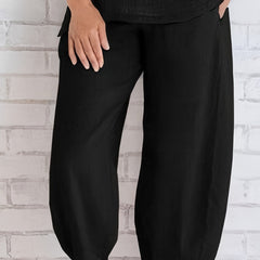 Minimalist Wide Leg Pant Solid Color Casual Elastic Waist