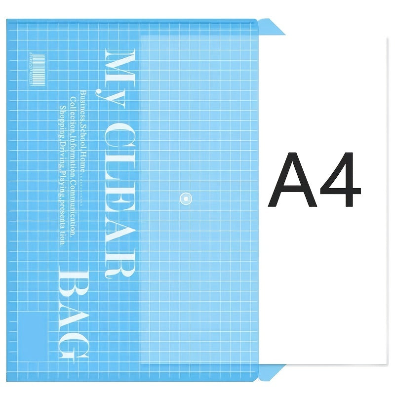 10pcs A4 Transparent Plastic Envelope Document Bag with Snap Buttons