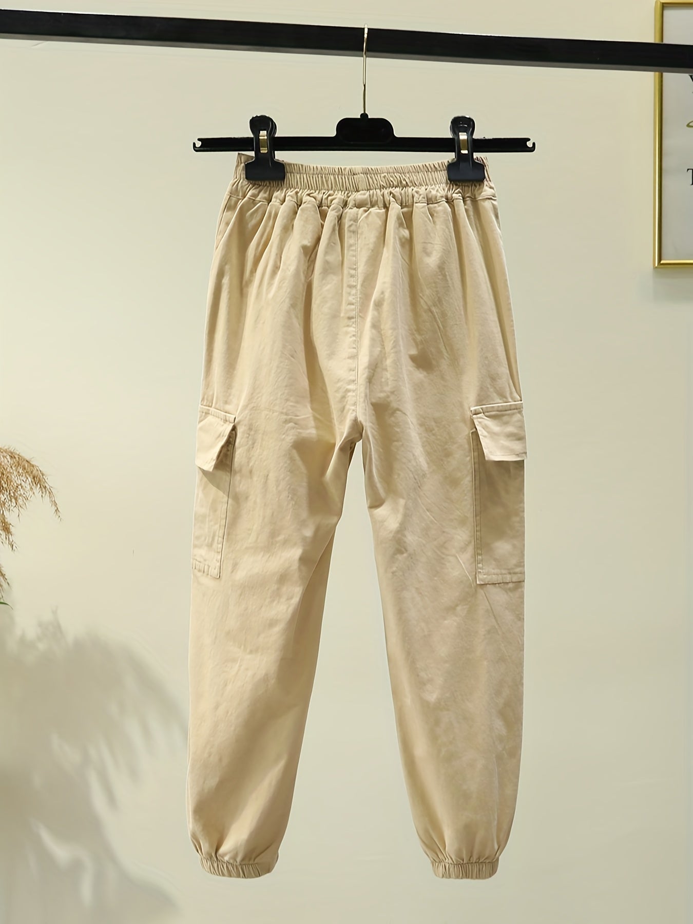 Girls Casual Cargo Pants With Pockets Solid Stretch Pants