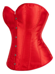 Corset Satin Lace Up Boned Overbust Tummy Control Body Shaper Bustier