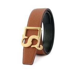 Men's S Buckle Leather Belt Decorative Belt For Outdoor Party