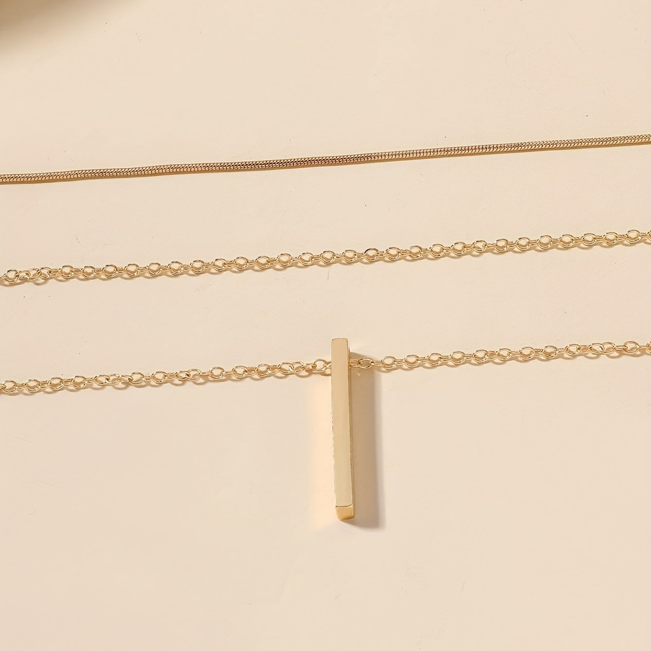Geometric Pendant Necklace 18K Plated Jewelry