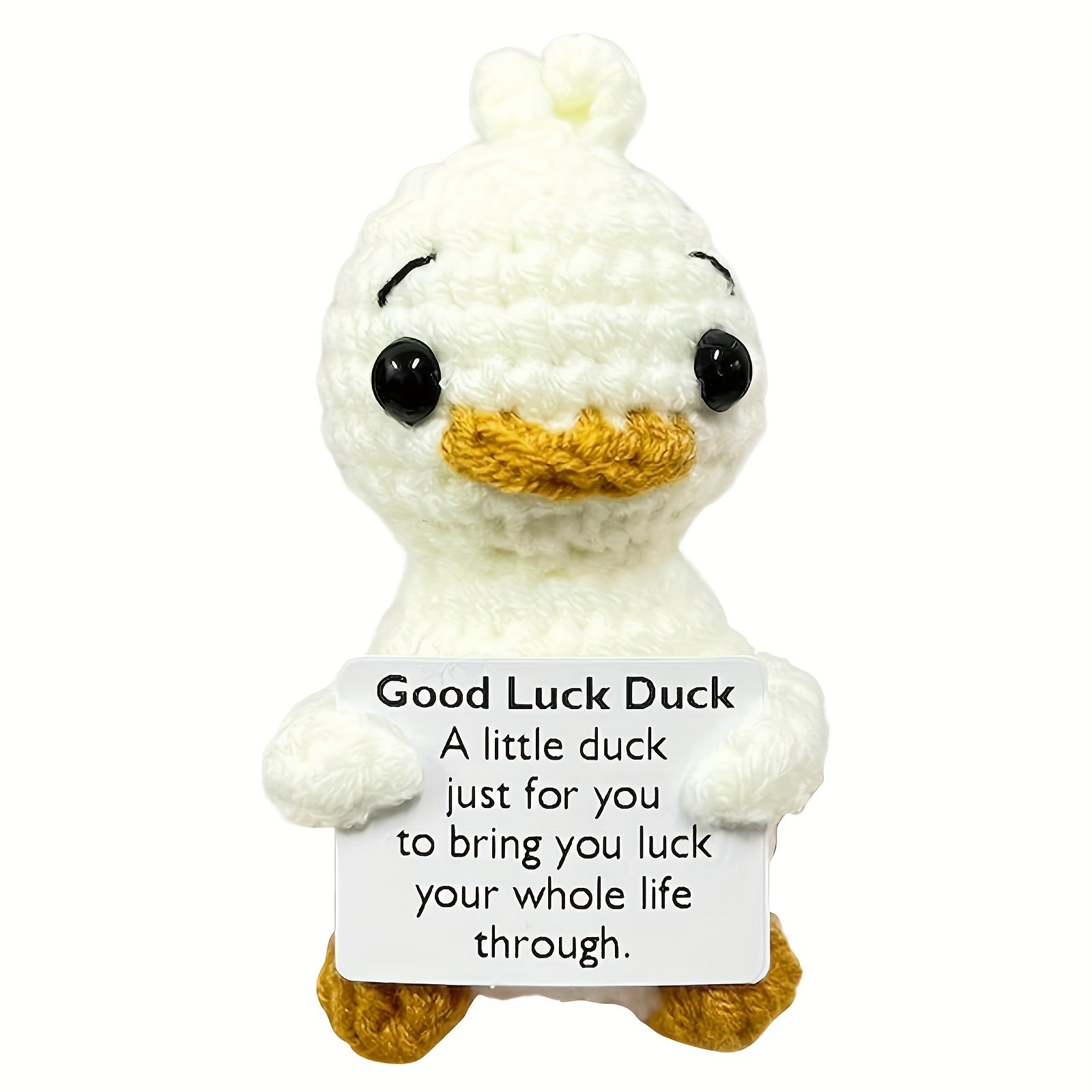 Fabric Crochet Duck Toy Lucky Duck with Yellow Beak Birthday & Party Decor