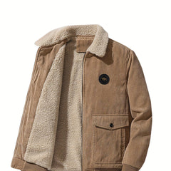 Men's Casual Corduroy Flap Pocket Jacket Coat