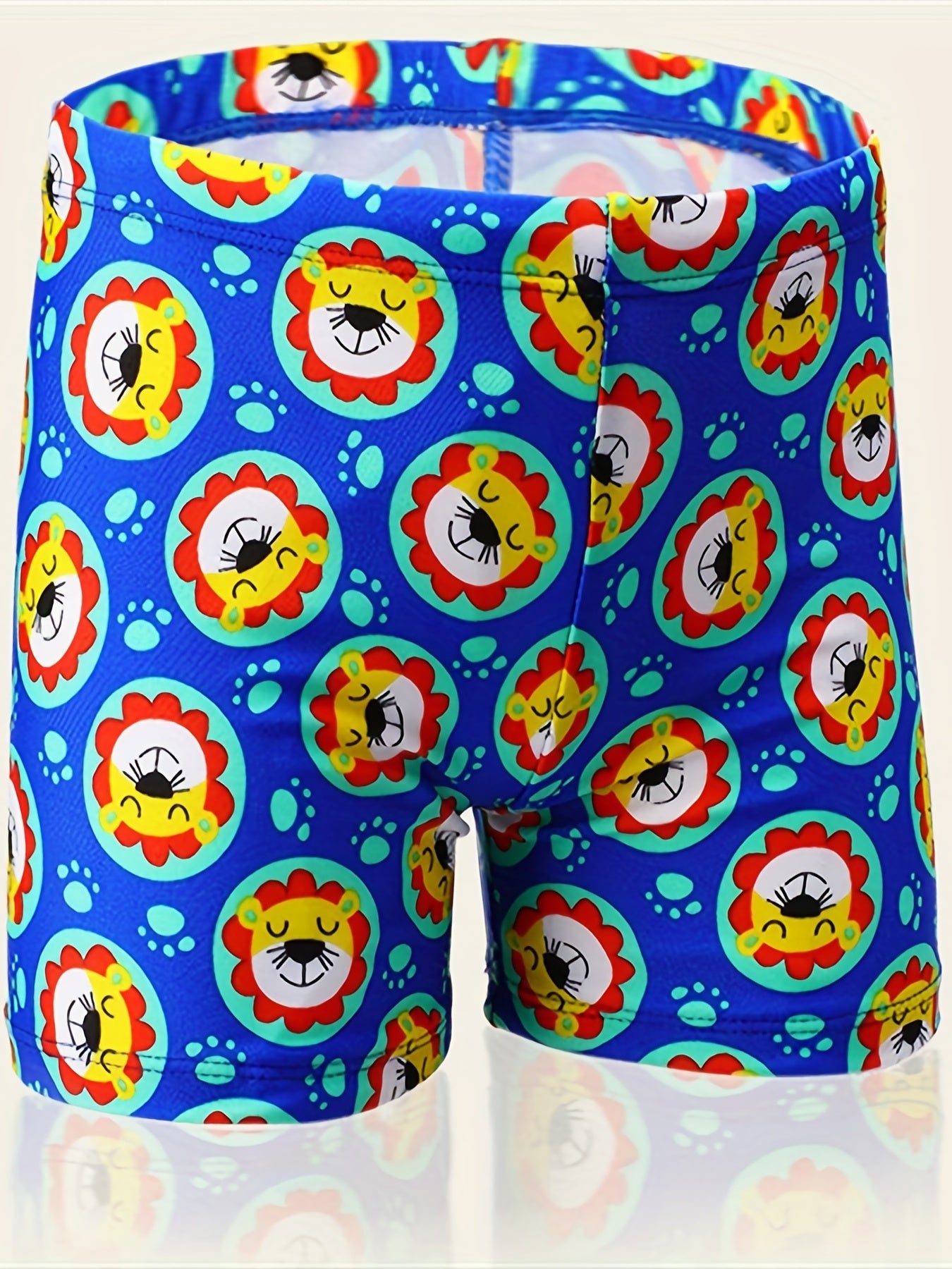 Boys Lion Head Swim Trunks & Cap Quick Drying for Beach Vacation Bath