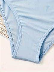 Girls Dolphin Graphic Top Solid Briefs Set for Hawaii Vacation