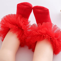 Toddler Girls Lace Ruffle Fluffy Socks - Cute and Soft