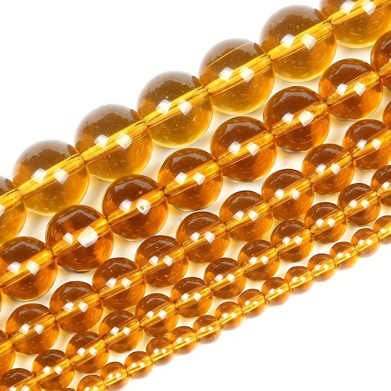Amber Quartz Crystal Beads Natural Stone Round Spacer Bead Jewelry Making DIY