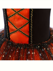 Girls Puff Sleeve Sequin Tutu Dress Ballet Leotard