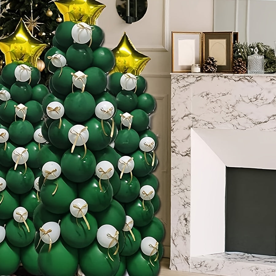 Christmas Party Balloon Kit Green Foil & Latex Balloons