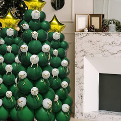 Christmas Party Balloon Kit Green Foil & Latex Balloons