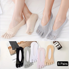 5 Pairs Lace No Show Socks Low Cut Toe Separated Women's Stockings