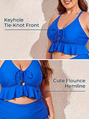 Lace Ruffle Trim Tankini Set