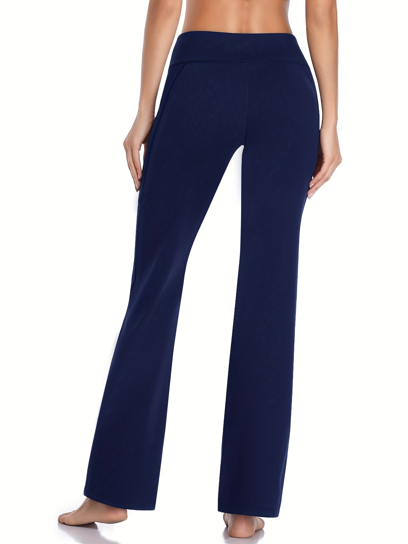 Women's Long Bootleg Flare Yoga Pants With Pocket High Waisted