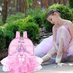 Kids Embroidered Ballet Shoes with Lace Decor and Ballet Bag