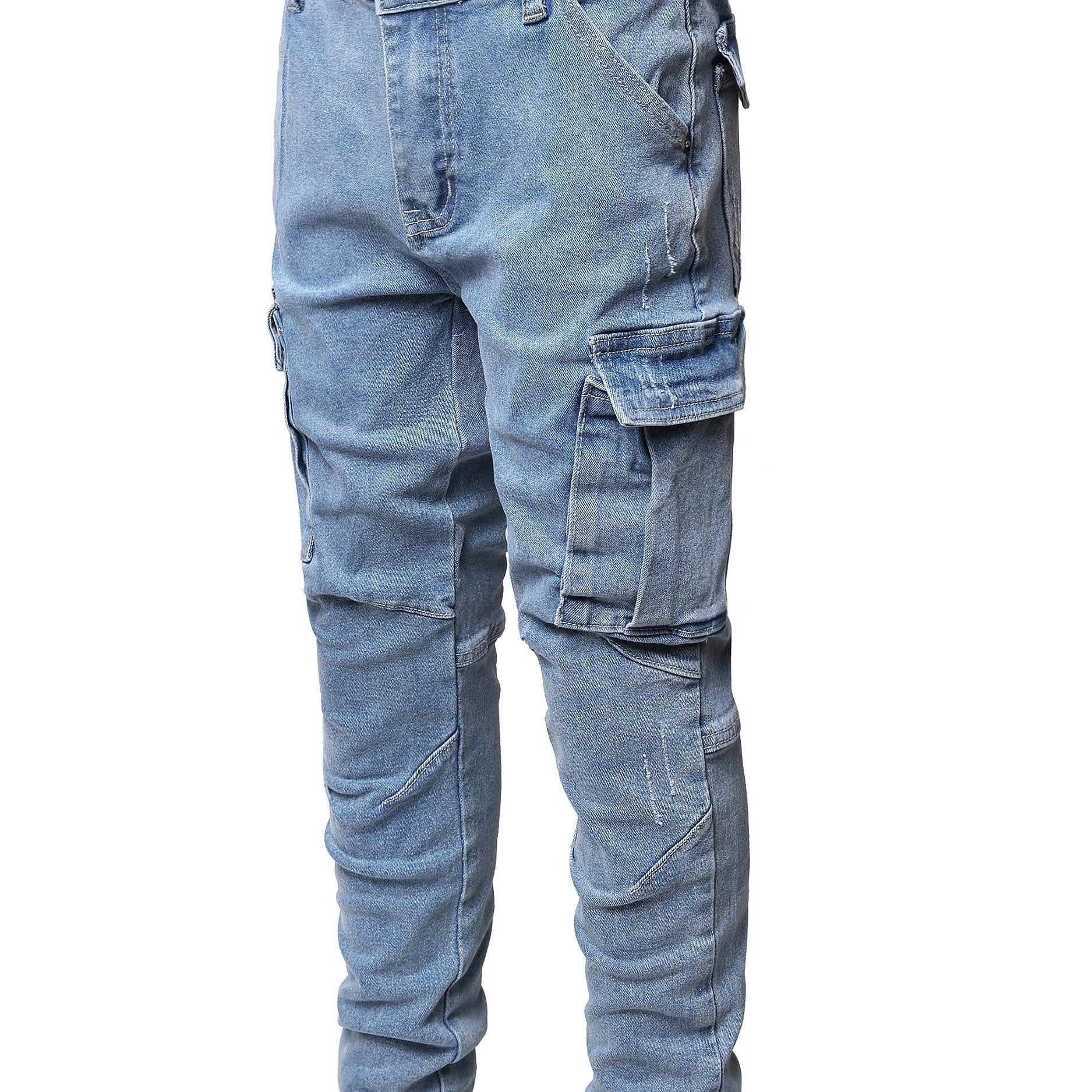 Boys Grey Stretch Jeans Skinny Slim Fit Cargo Pants