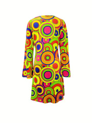 Flared Sleeve Round Neck Plus Size Party Dress