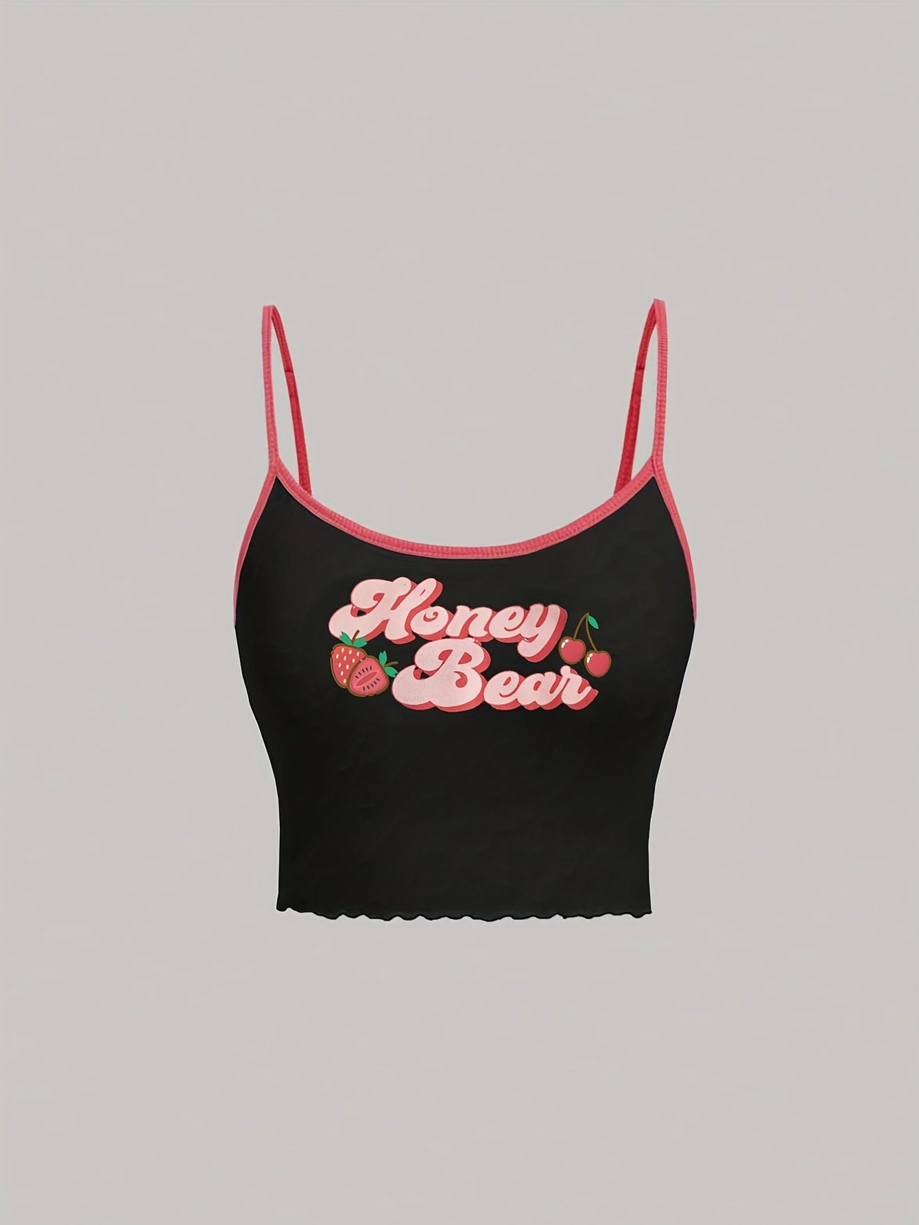 Y2K Spaghetti Top Strawberry Cherry Print Cami