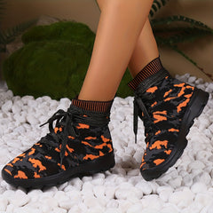 Women's Camo Print High Top Sneakers Breathable Outdoor Running Shoes