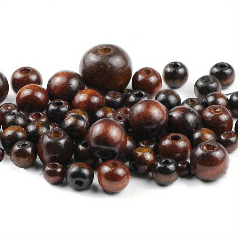 20mm Brown Wood Beads Large Hole Glossy Loose Beads DIY Jewelry Making