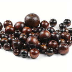 20mm Brown Wood Beads Large Hole Glossy Loose Beads DIY Jewelry Making