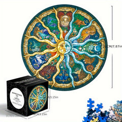 168pcs Round Jigsaw Puzzle for Adults - Cat & Floral Design - 14 Inches
