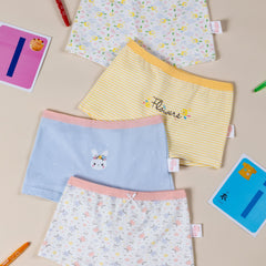 4pcs Girl's Cotton Striped Boxer Briefs for Children