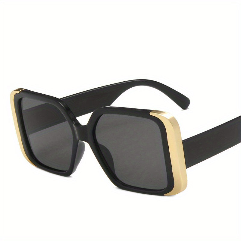 Square Frame Sunglasses Vintage Oversized Flat Top Eyewear UV Blocking