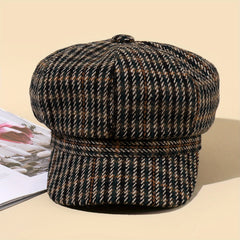 Plaid Octagonal Hat Outdoor Sun Hat Casual Cap Painter Hat